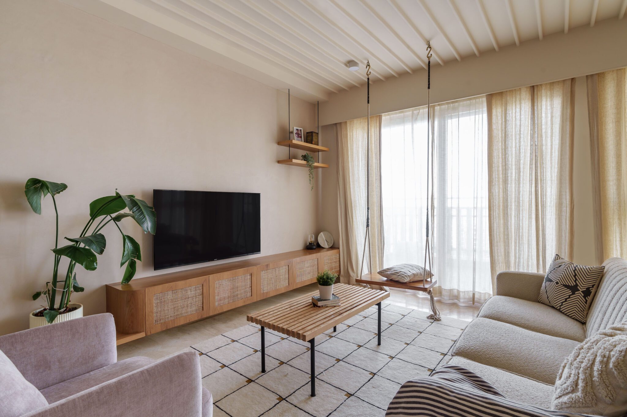 Elegantly Refined:  Subdued Earth Tones and Clean Design for this 2,000 Sqft Bangalore abode – Designed by The Monochrome Studio — interior design by The Monochrome Studio in Bangalore