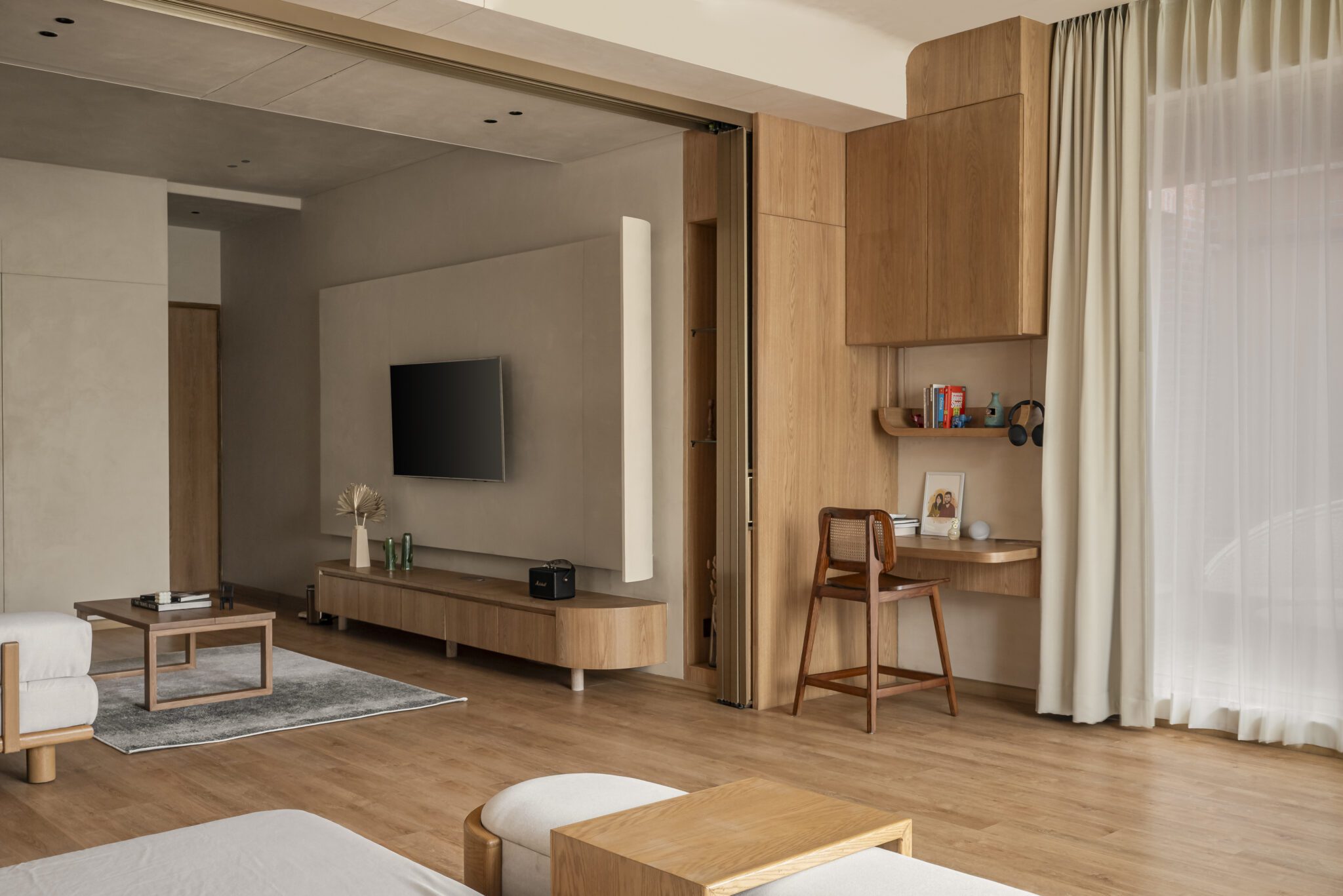 A Serene Extension in Vadodara Where Japandi Aesthetics Blend with Nature — interior design by Space Tattva Design Studio in India