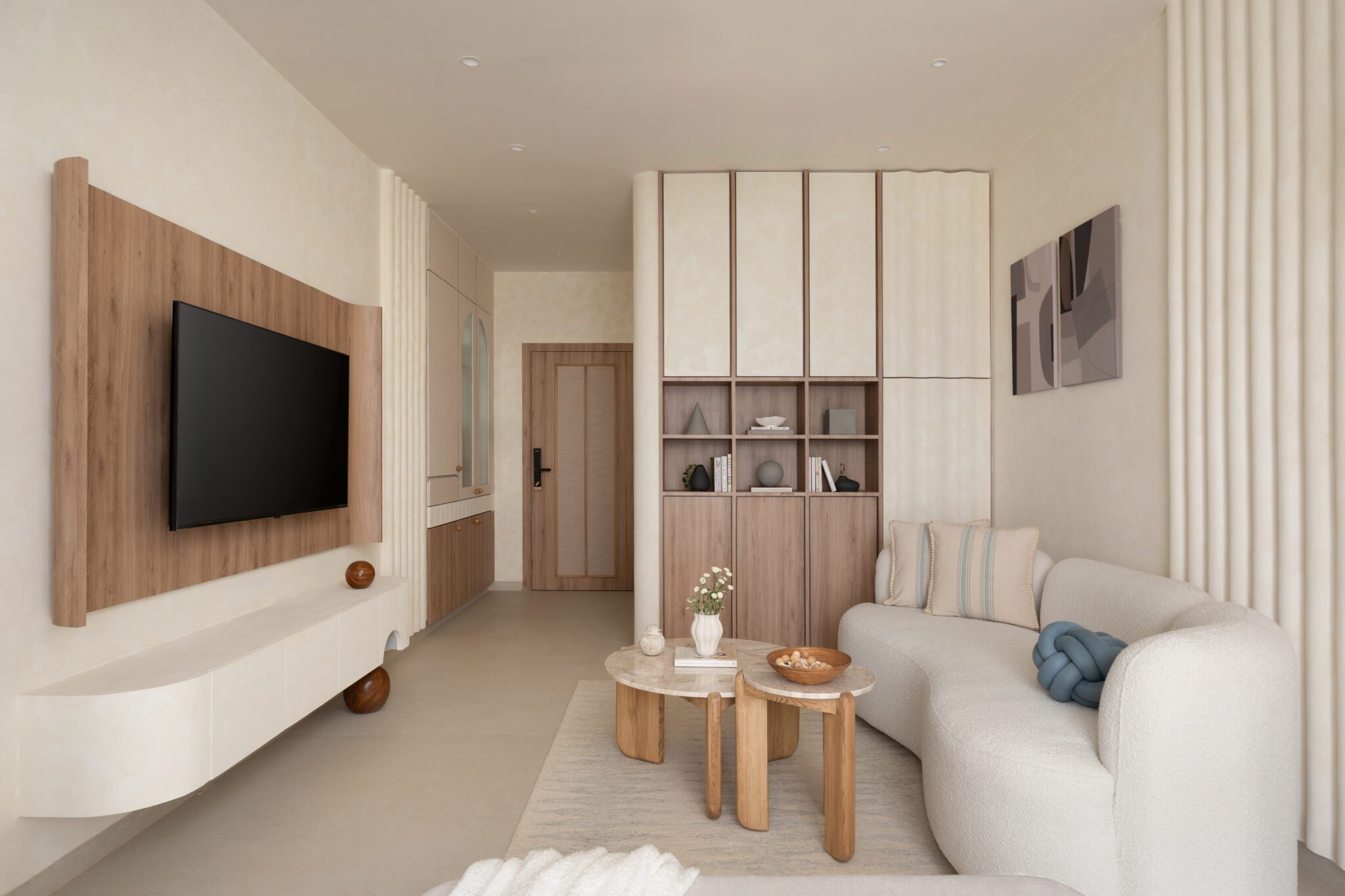 The Vanilla Swirl : A Sea-Facing Home Shaped by Softness and Light — Dojo Design Studio & The Prop House, Nerul, Navi Mumbai, India